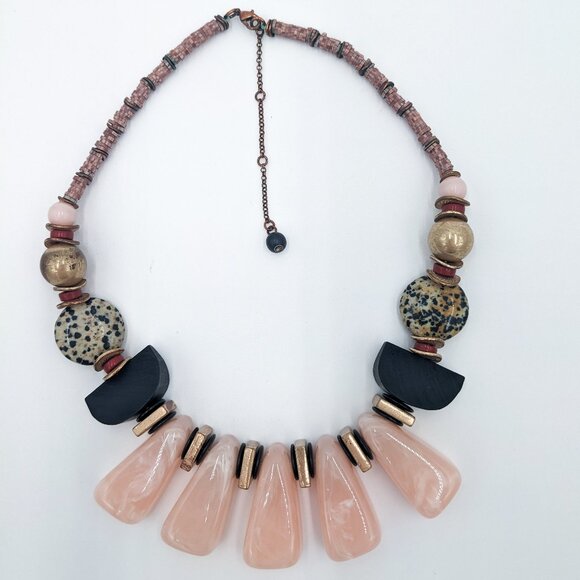 Anthropologie Jewelry - Anthropologie Beaded Boho Statement Fanfare Bib Necklace